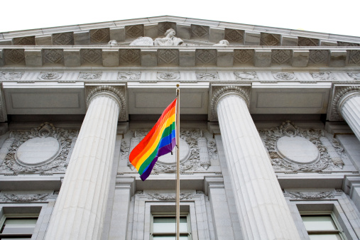 Pride flag at city hall