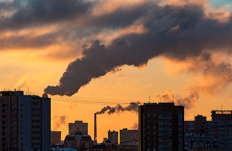 Factory Emitting Air Pollution and the Ozone